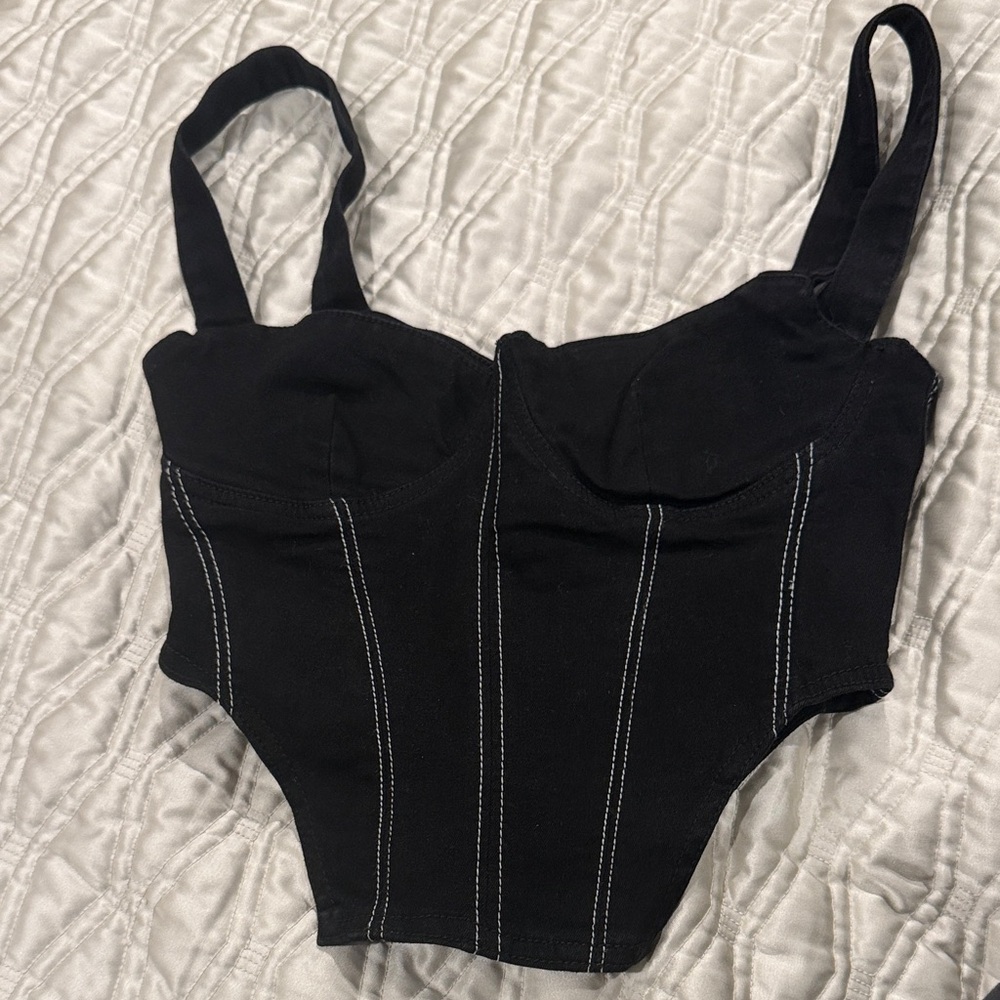Zara Black denim Corset Top